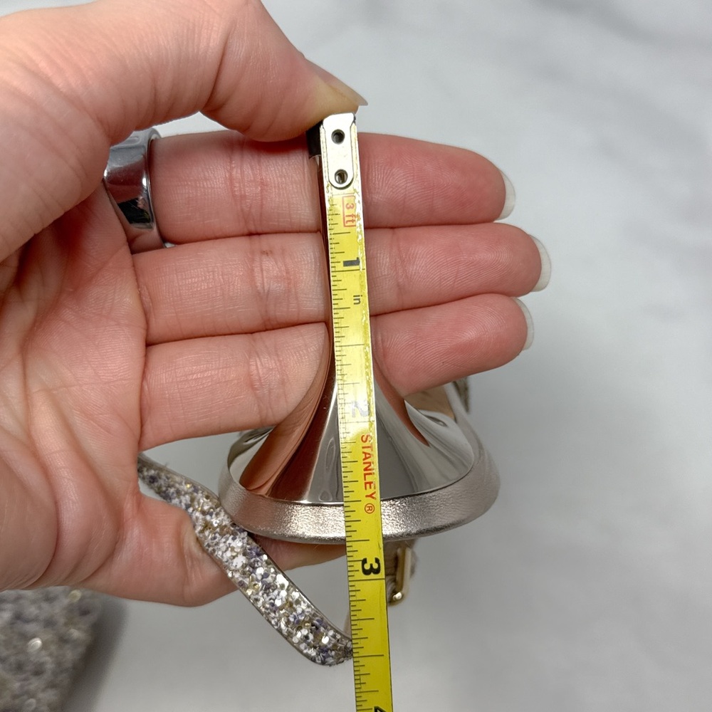 Jimmy Choo Erin 60 Platinum Glitter Pointed Toe Slingback Kitten Heel Pumps 38 - Picture 14 of 16